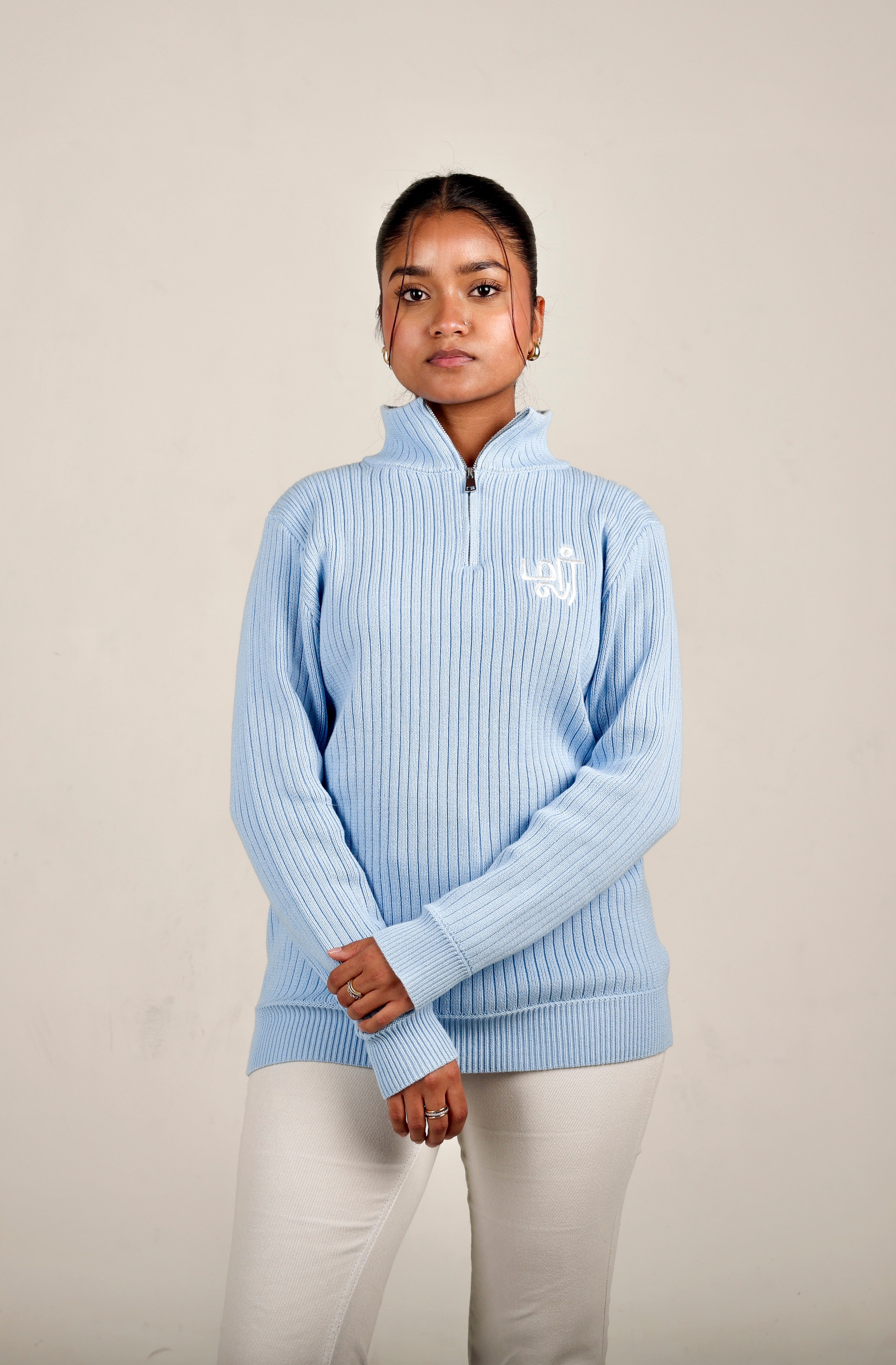 Thulir Quarter-Zip Light Blue